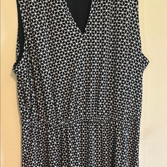 Anne Klein blue and white Sleeveless V-Neck Midi Sundress - Picture 4 of 5